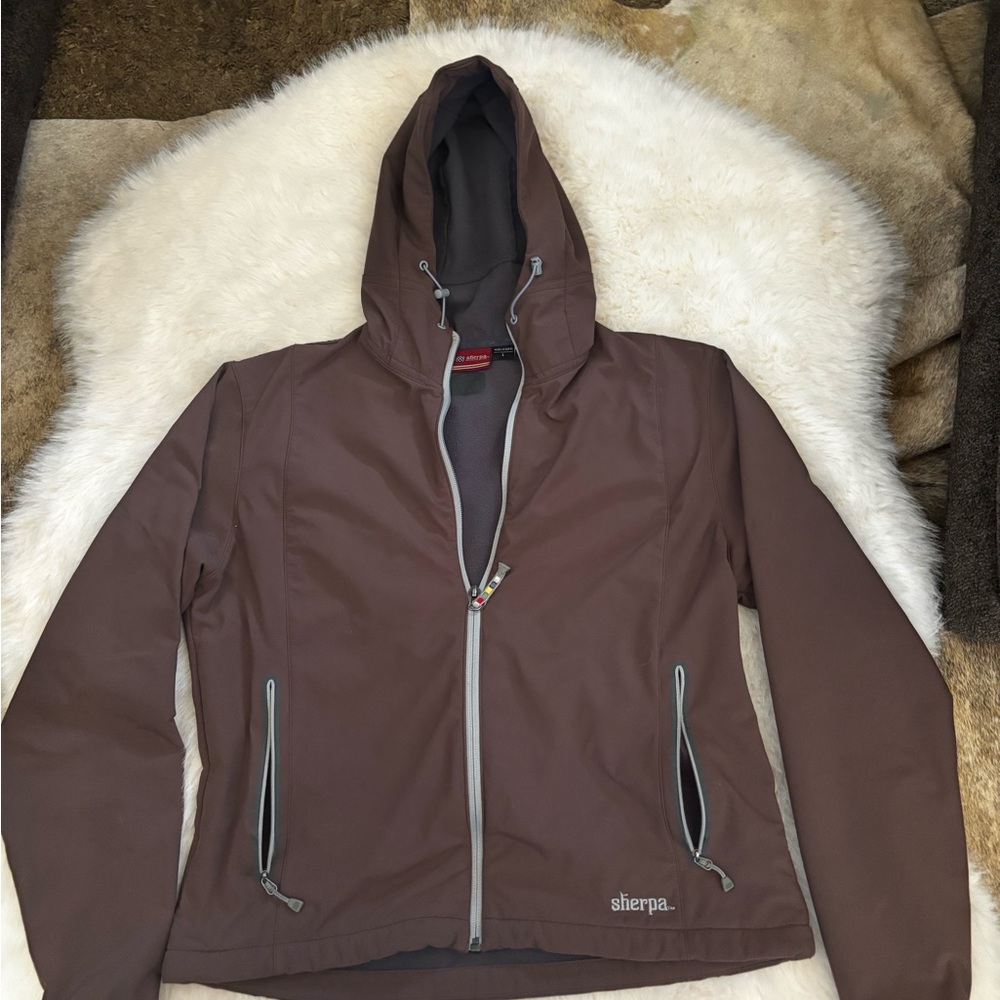 Brown Sherpa Hooded Jacket